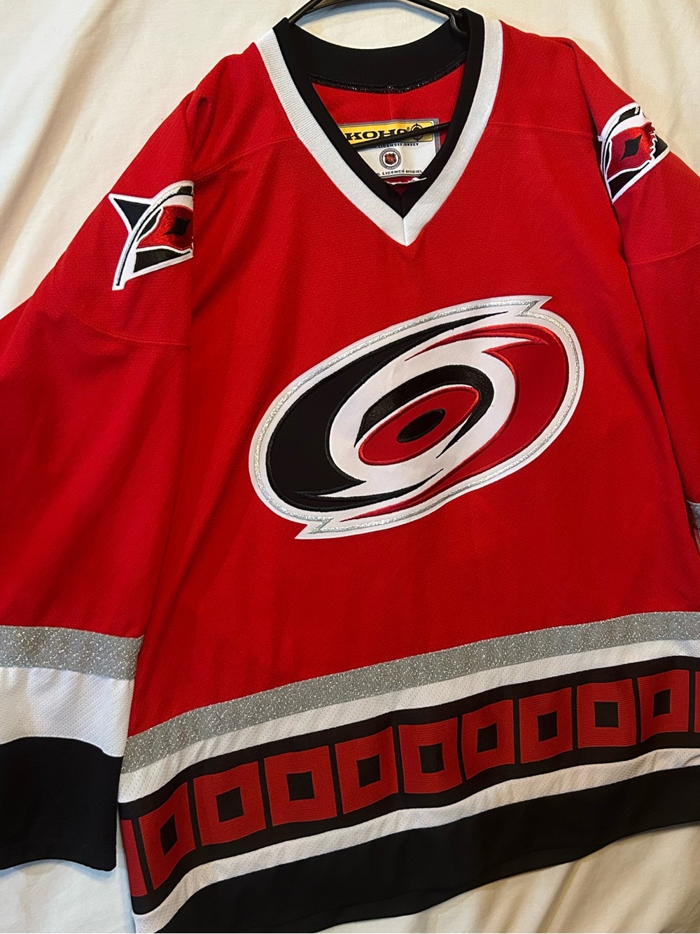 Men's V-Neck Red Hockey Jersey - Carolina Hurricanes Style